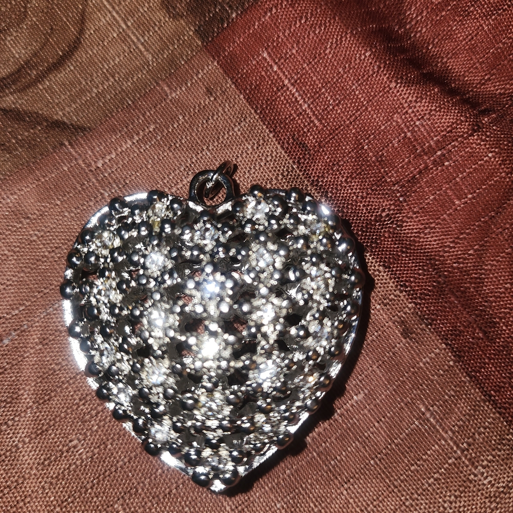 Sparkling Silver Heart Necklace
